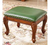 SLGGPJBU Petit Repose-Pieds Petit Repose-Pieds en Cuir Repose-Pieds Carré avec Pieds en Bois Table Basse Repose-Pieds Rembourré pour Porte Entrée-40x30cm Bleu