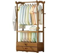 SLGGPJBU Portant à vêtements, porte-manteau, banc à chaussures autoportant, organiseur de placard, type de plaque d'entrée, banc de rangement avec cadre en bois, meuble d'appoint 3 en 1