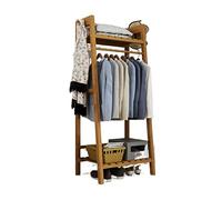 SLGGPJBU Porte-manteau en bambou avec étagère superposée, organiseur de couloir, vêtements et chapeaux