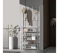 SLGGPJBU Porte-manteau en métal blanc avec banc à chaussures 5 couches pour chambre à coucher, couloir, bureau