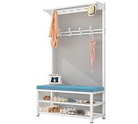 SLGGPJBU Porte-manteau sur pied avec banc à chaussures, charge maximale de 300 kg, rangement pour vêtements, sac à main, chaussures pour couloir, entrée