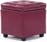 SLGGPJBU Pouf cube en cuir capitonné, pouf repose-pieds carré en bois massif pour salon, table basse, petit banc