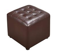SLGGPJBU Pouf cube rembourré en cuir, pouf repose-pieds en bois massif, carré, en cuir, table basse, petit banc, rouge, 40 x 40 x 35 cm