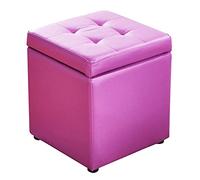 SLGGPJBU Pouf Cube Rembourré en Cuir, Repose-Pieds en Bois Massif Cuir Carré Salon Table Basse Petit Banc-Rouge 40 x 40 x 35 cm