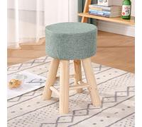 SLGGPJBU Pouf rembourré rond avec 4 pieds en bois, tabouret avec housse en coton amovible pour salon, chambre à coucher, repose-pieds Bleu foncé-28 x 28 x 42 cm