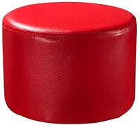 SLGGPJBU Pouf rond rembourré en cuir, repose-pieds en bois massif, table basse pour salon, petit banc