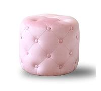 SLGGPJBU Pouf rond touffeté en velours, repose-pieds moderne et confortable, multifonction, table basse décorative pour salon, chambre à coucher, entrée - Blanc