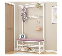 SLGGPJBU Rail à vêtements Exquis Rack à vêtements Banc d'entrée avec porte-vêtements, étagère de rangement pour chaussures, organisateur industriel avec banc de rangement, 8 crochets, métal