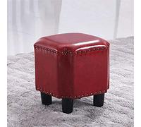 SLGGPJBU Repose-pieds cube rembourré en cuir ciré huilé Siège unique Tabouret de maquillage Banc à chaussures Max 200 kg