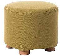 SLGGPJBU Repose-pieds en bois massif simple et moderne avec coussin en lin rond multifonction