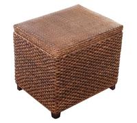 SLGGPJBU Repose-pieds en bois massif - Tabouret de rangement rétro en rotin - Tabouret de rangement pour chambre à coucher, salon - Siège rembourré
