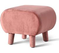 SLGGPJBU Repose-pieds, marchepied en flanelle avec 4 pieds en bois massif, petite table basse pour salon, coiffeuse, chaise repose-pieds, bleu clair