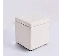 SLGGPJBU Repose-pieds ottoman en cuir, tabouret carré moderne, tabouret de canapé de salon minimaliste, repose-pieds en bois massif, petite chaise antidérapante et imperméable, blanc