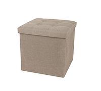 SLGGPJBU Repose-pieds pour pieds de repos - Banc de rangement pliable - Tabouret carré - Tabouret rectangulaire en coton et lin - Beige - 76 x 38 x 38 cm