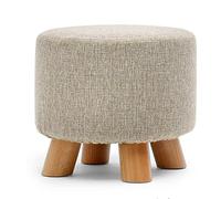 SLGGPJBU Repose-pieds pour salon - Tabouret rond - Simple et moderne - En bois massif - Design lavage et lavage - Banc à chaussures en coton - 28 x 28 x 25 cm