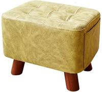 SLGGPJBU Repose-pieds rectangulaire avec pieds en bois massif, table basse avec sac de rangement latéral, amovible pour le nettoyage, salon, chambre à coucher, tissu technologique bleu