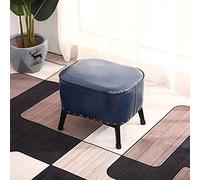 SLGGPJBU Repose-pieds rectangulaire en cuir synthétique avec pieds en métal noir - Design moderne à rivets - Charge maximale : 150 kg - Bleu