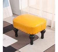 SLGGPJBU Repose-pieds rectangulaire moderne en cuir PU rembourré avec siège rembourré et pieds en bois, repose-pieds pour entrée de salon, chambre à coucher, facile à nettoyer, marron rouge