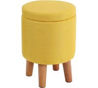 SLGGPJBU Repose-pieds rond avec couvercle amovible, repose-pieds rembourré avec rangement pour salon, chambre à coucher, jaune avec pieds