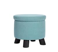 SLGGPJBU S Repose-pieds de rangement avec pieds ronds en coton et lin pour la chambre à coucher et le salon, bleu lac-33 x 23 cm
