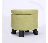 SLGGPJBU S Repose-pieds de rangement avec pieds ronds en coton et lin pour la chambre à coucher et le salon, bleu lac-33 x 23 cm