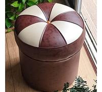 SLGGPJBU S Tabouret de changement de chaussures Tabouret de coiffeuse Pouf Repose-pieds rond en cuir pour salon S pour la chambre à coucher, café jaune-35 x 30 cm