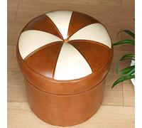 SLGGPJBU S Tabouret de changement de chaussures Tabouret de coiffeuse Pouf Repose-pieds rond en cuir pour salon S pour la chambre à coucher, café jaune-35 x 30 cm