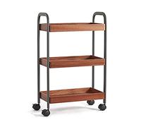 SLGGPJBU Support de chariot mobile, chariot de service en bois massif, chariot de service de cuisine mobile, chariot de service en bois en métal de style vintage industriel