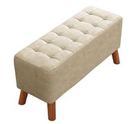 SLGGPJBU Tabouret à langer en lin rembourré avec pieds en bois massif, petit repose-pieds rectangulaire moderne pour salon, chambre à coucher, gris foncé