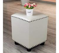 SLGGPJBU Tabouret cube rembourré en cuir tabouret repose-pieds en bois massif carré en cuir salon petite table banc