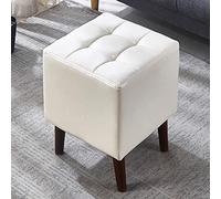 SLGGPJBU Tabouret repose-pieds rembourré pour coiffeuse, table basse Samll avec cadre en bois massif, repose-pieds cube avec pieds solides, salon, chambre à coucher, similicuir gris