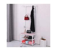 SLGGPJBU Tringle à vêtements exquise Entrée Porte-manteau Banc à chaussures 4 en 1 avec étagère de rangement en métal 2 étages Entrée Étagère à chaussures Crochets Cadre en métal