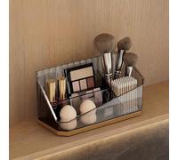 SLHEQING Rangement Maquillage avec 4 compartiments, Organisateur salle de bain pour cosmétiques, rangement skincare pour pinceaux, rouge à lèvres et parfum