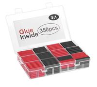 SLHINEMYI 350 PCS 3:1 Heat Shrink Tubing Kit, Adhesive Lined, Marine Grade Shrink Wrap, Industrial Heat Shrink Tubing 7 Sizes (Black/Red), for Industrial/Automotive