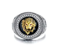 SLIACETE Bague tête de lion en argent sterling 925 pour homme - Cadeau pour père et petit ami - Taille : M à Z + 1, Argent sterling, Zircone cubique