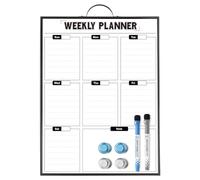 Sliandtelly Calendrier hebdomadaire effaçable à sec à suspendre au mur, cadre en aluminium de 40,6 x 30,5 cm, calendrier blanc portable comme liste de choses à faire au bureau, planificateur de repas