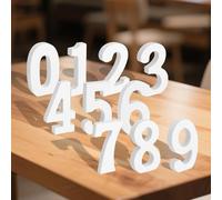 SLIAXINT Lot de 10 0 à 9 Chiffres en bois brut Grands chiffres en bois avec ruban adhésif double face 8cm Chiffres décoratifs Numéros de table en bois pour décoration murale café maison fête mariage