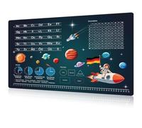 SLIAXINT Sous Main Bureau Enfant Tapis de Bureau Espace 70x30 cm en Vinyle Lavable Antidérapant avec Alphabet Chiffres Tables de Multiplication Heure pour École Rentrée Devoirs Dessin Chambre Enfant