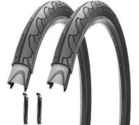 Slick Bike Lot de 2 pneus 26" x 1,95" | pliables en acier carbone | Pour la ville/trekking | Anti-crevaison