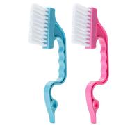 Slick - Lot de 2 brosses de Nettoyage pour Rail de fenêtre, poignée Ergonomique Bleu/Rose, grattoir intégré, Outils de Nettoyage de Rails de fenêtre