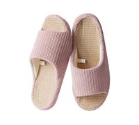 Sliders en lin | Sliders assortis pour couples | Pantoufles respirantes à bout ouvert | Pantoufles légères pour salle de bain | Chaussures d'intérieur pour chambre à coucher | Claquettes de douche