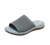 Sliders en maille pour femme - Soutien de la voûte plantaire - Semelle souple et épaisse - Respirant - Pantoufles compensées à enfiler - Séchage rapide - Sandales de salle de bain confortables, Vert