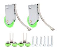 Sliding Door Pulley Wheels | 4Pcs Green Ti Alloy Pulleys with Ball Bearings | Replacement for Wardrobe/Cabinet/Window | Spring - Back Collision Protection Design