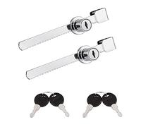 Sliding Glass Door Ratchet Lock, Drawer Display Case Showcase Security Locks, Sawtooth Lock, Chrome Finish, Fit Thickness 0.15"-0.3" (2 Pack)