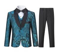 Sliktaa garçons Une pièce Simple Boutonnage Smoking Ensemble Trois pièces Costume Formel Bal de Mariage dîner fête,Bleu,8