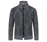 Sliktaa Gilet Cardigan Hommes Slim Fit Casual Veste Grosse Maille Col Droit 5 Couleurs Unie Confortable