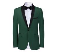 Sliktaa Tuxedo Une pièce à Châle Revers pour Hommes Coupe ajustée Élégante Classique Réunion d'affaires Mariage Bal Quotidien Vert XL
