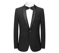 Sliktaa Tuxedo Une pièce à Châle Revers pour Hommes Coupe ajustée Élégante Classique Réunion d'affaires Mariage Bal Quotidien,Noir,L