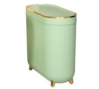 Slim Bathroom Garbage Can - Lid Waste Bin, Toilet Paper Trash Narrow Compact Design Easy Clean Small Space Container | Ideal for Corner Storage, 12.6x5.51x11.81 inches