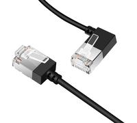 Slim Cat 6 Ethernet Cable 90 Degree Left Angle 3m,Ultra Thin Flexible RJ45 Cat 6a Gigabit LAN Cable Compatible with Mac,PC,Router,PS4/5 (Black)